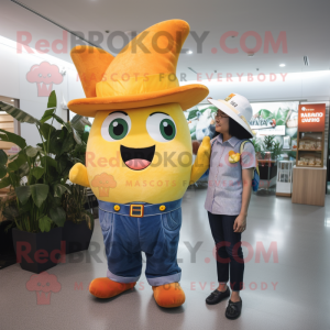 nan Mango mascot costume character dressed with a Bootcut Jeans and Watches