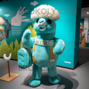 Turquoise Alpaca mascotte...