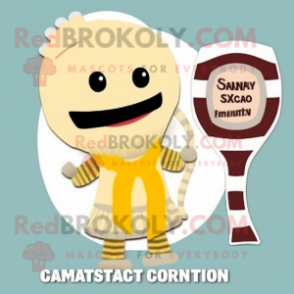 Cream Phone mascot costume character dressed with a Bikini and Scarves