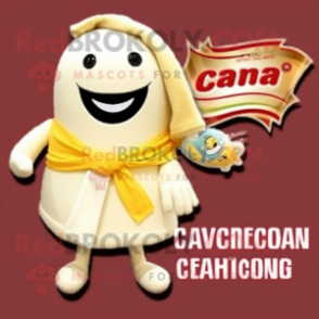 Cream Phone mascot costume character dressed with a Bikini and Scarves