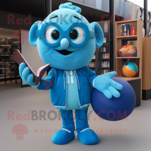 Cyan Juggle maskot kostume...