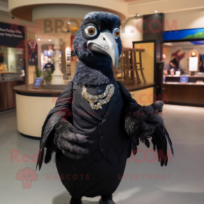 Black Quail mascot costume character dressed with a Blazer and Wraps