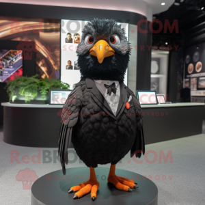 Black Quail mascot costume character dressed with a Blazer and Wraps
