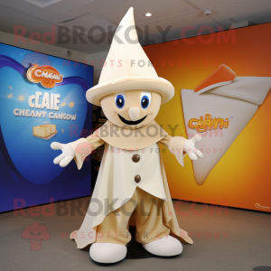 Cream Witch'S Hat mascot costume character dressed with a Capri Pants and Wraps