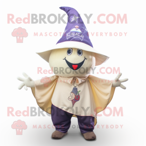 Cream Witch'S Hat mascot costume character dressed with a Capri Pants and Wraps