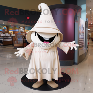 Cream Witch'S Hat mascot costume character dressed with a Capri Pants and Wraps