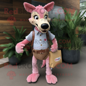 Pink Dingo maskot kostume...