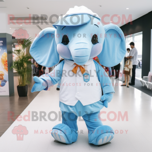 Blue Elephant mascot costume character dressed with a Poplin Shirt and Caps