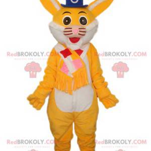 Mascota gato amarillo con sombrero azul - Redbrokoly.com