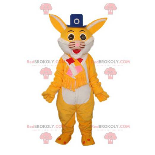 Yellow cat mascot with a blue hat - Redbrokoly.com