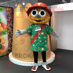 nan Pizza Slice mascot costume character dressed with a Bermuda Shorts and Earrings