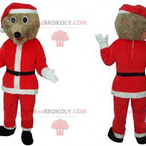 Beige hond mascotte met kerstkostuum - Redbrokoly.com