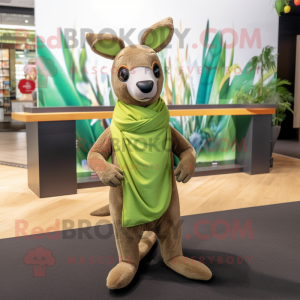 Olive Kangaroo mascot costume character dressed with a Bikini and Scarves