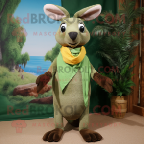 Olive Kangaroo mascot costume character dressed with a Bikini and Scarves