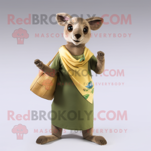 Olive Kangaroo mascot costume character dressed with a Bikini and Scarves