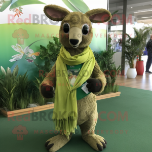 Olive Kangaroo mascot costume character dressed with a Bikini and Scarves