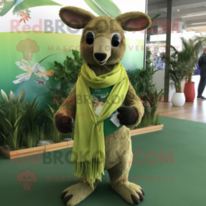 Olive Kangaroo mascot costume character dressed with a Bikini and Scarves
