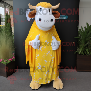 Geel Hereford Cow mascotte...