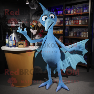 Blauw Pterodactyl mascotte...