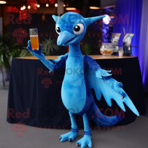 Blauw Pterodactyl mascotte...