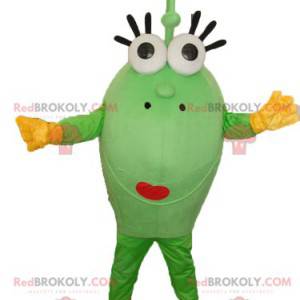 ¡Mascota ovalada verde con lápiz labial! - Redbrokoly.com