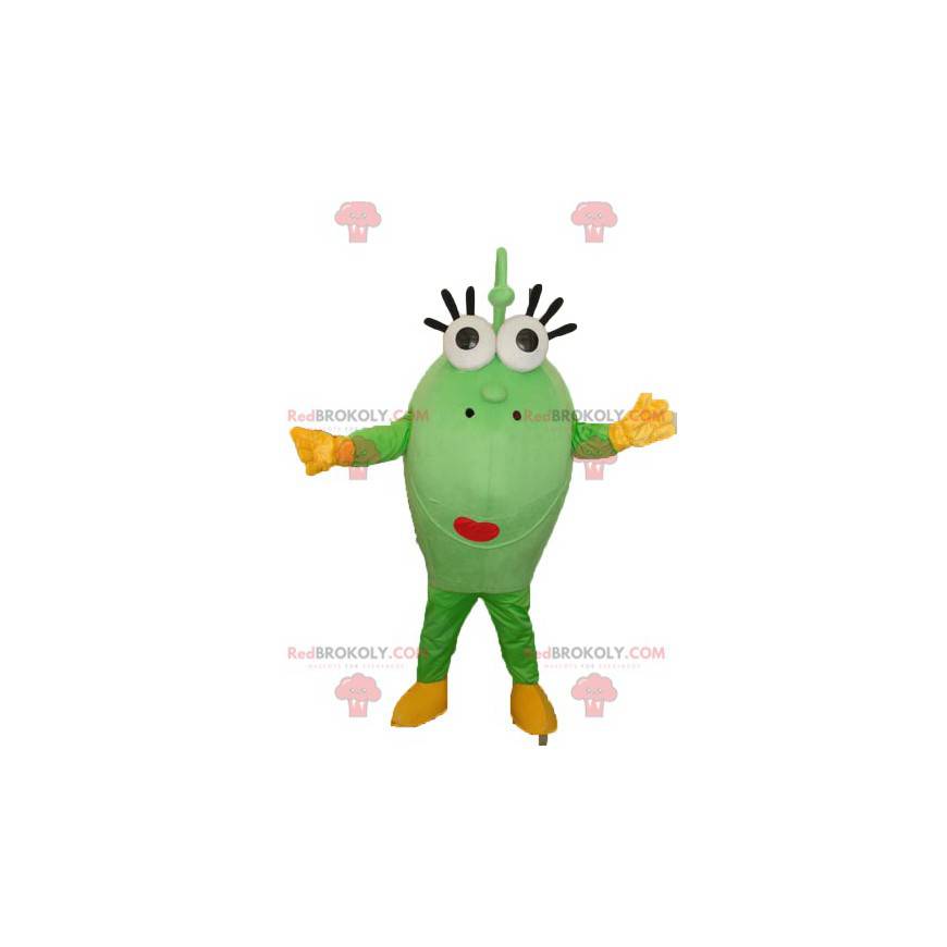 ¡Mascota ovalada verde con lápiz labial! - Redbrokoly.com