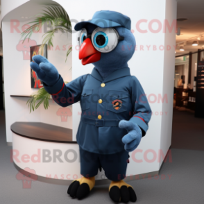 Navy Parrot mascot costume character dressed with a Jumpsuit and Eyeglasses