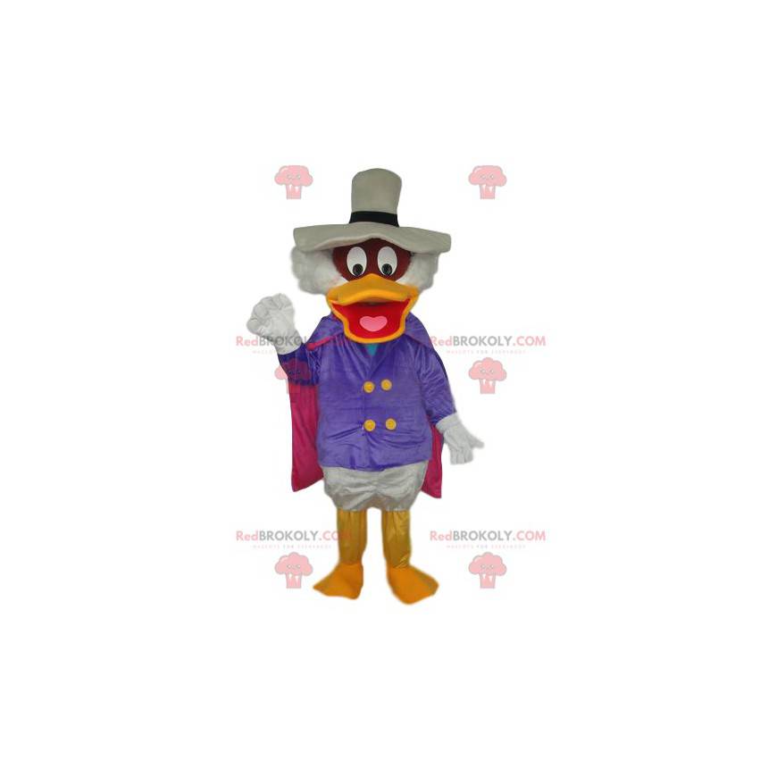 Mascota de Scrooge con un gran sombrero blanco y un atuendo