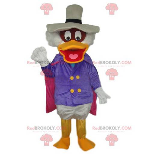 Mascota de Scrooge con un gran sombrero blanco y un atuendo