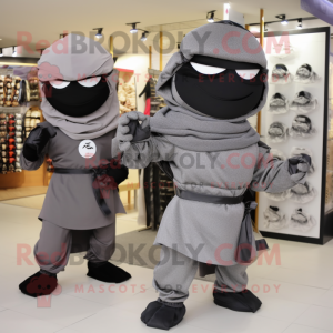 Grå Ninja maskot kostym...