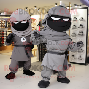 Grå Ninja maskot kostume...