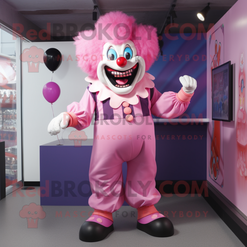 Pink Evil Clown mascot costume character dressed with a Vest and Rings Pink Evil Clown mascot costume character dressed with a Vest and Rings