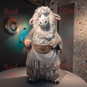 Silver Sheep maskot kostym...