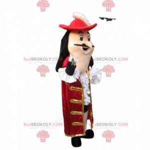 Mascote Captain Hook com uma jaqueta de veludo vermelho sublime