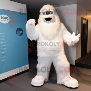 Hvit Sasquatch maskot drakt...