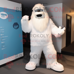 White Sasquatch mascot costume character dressed with a Bootcut Jeans and Cufflinks