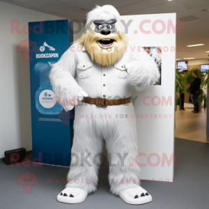 Hvit Sasquatch maskot drakt...