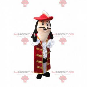 Captain Hook mascot with a sublime red velvet jacket -