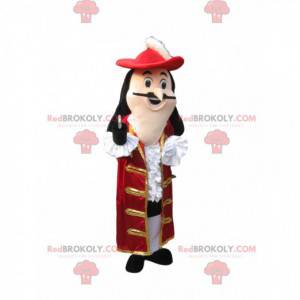 Maskot Captain Hook se vznešenou červenou sametovou bundou -