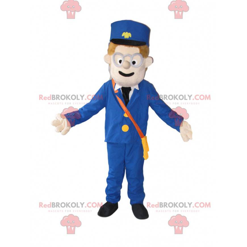 Snowman mascot with a kepi and a blue suit - Redbrokoly.com