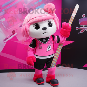 Rosa ishockeypinne maskot...