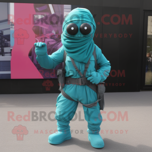 Turquoise Commando mascotte...