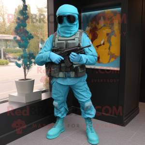 Turquoise Commando mascotte...