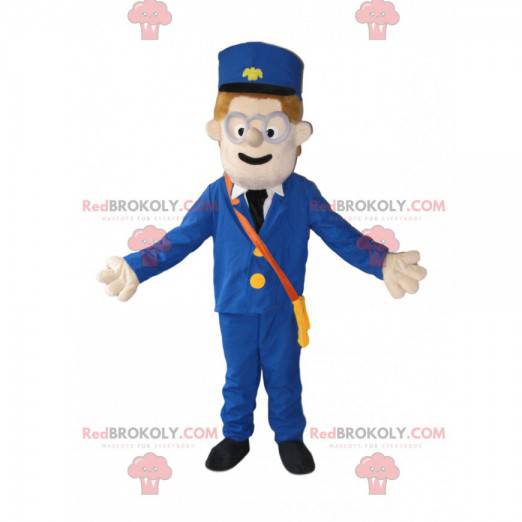 Snowman mascot with a kepi and a blue suit - Redbrokoly.com