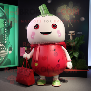 nan Radish mascot costume character dressed with a Turtleneck and Handbags