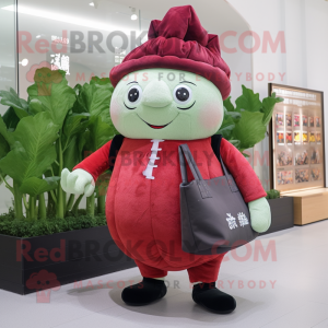 nan Radish mascot costume character dressed with a Turtleneck and Handbags