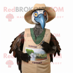 nan Vulture mascot costume character dressed with a Tank Top and Hat pins