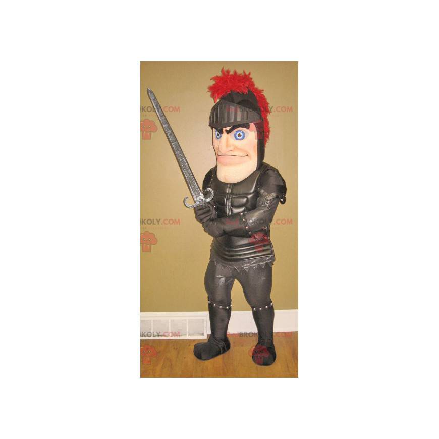 Mascotte de chevalier avec une armure noire - Redbrokoly.com