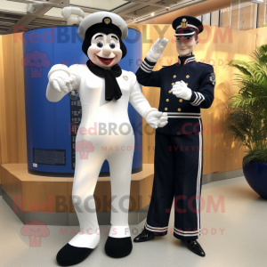 Navy Mime mascot costume character dressed with a Jumpsuit and Brooches