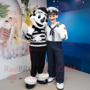 Navy Mime mascot costume character dressed with a Jumpsuit and Brooches